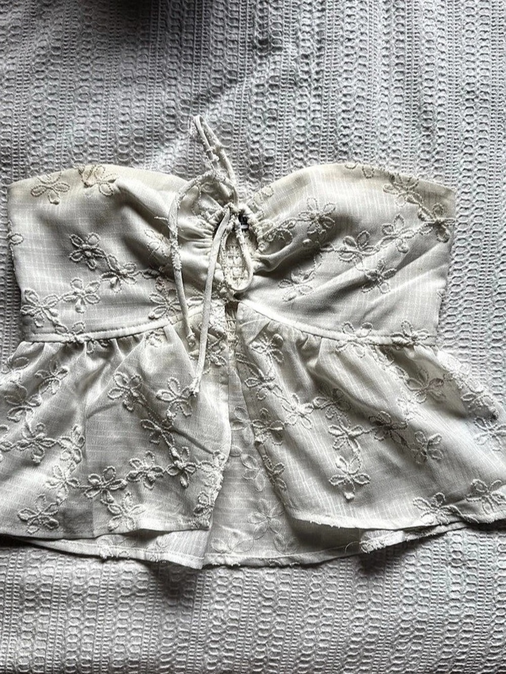 Princess Polly Rosenburg Strapless Top Floral Crop Top White Size 4